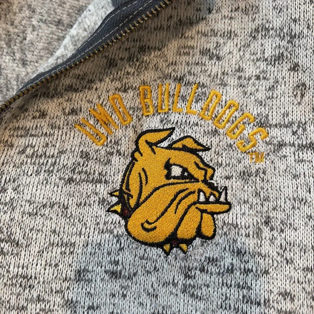 Mens S Champion University of MN Duluth 1/4 Zip Fleece Sweatshirt Light Gray
